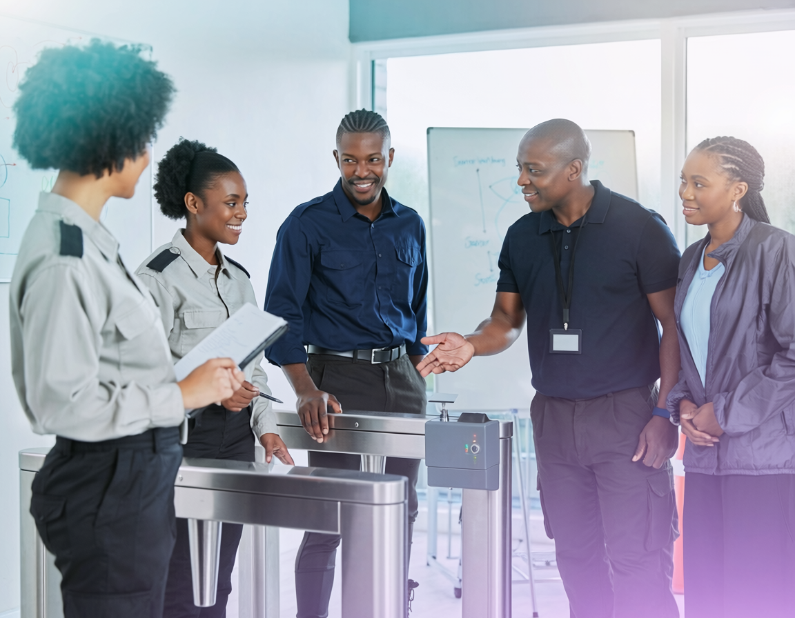 Security trainees in a practical training session in South Africa